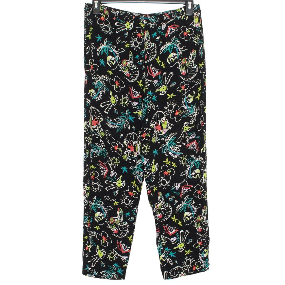 Coldwater Creek Pants Pull On Crop High Rise Tropical Beach Resort Vacation PM